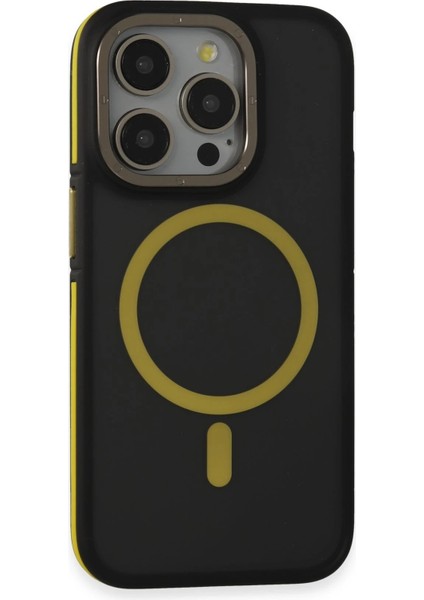 Apple iPhone 14 Pro Kılıf Rocky Magsafe Kapak - Siyah-Sarı Nrmsa