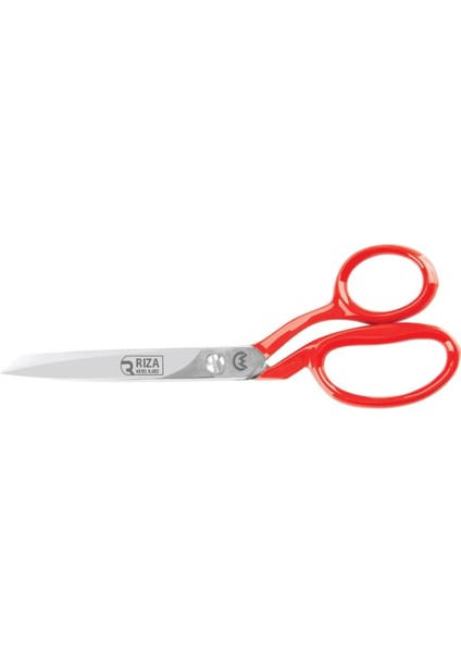 Rıza 3257-8 Tekstil / Yatık Konfeksiyon Makası No: 8 Inç / 20,32CM - Nikel Kaplama, Kırmızı Saplı, Mikro Tırtıllı