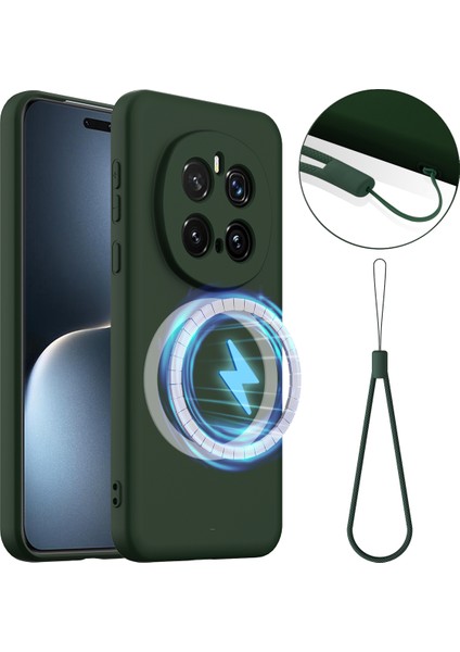 Honor Magic7 Pro 5G Anti-Drop Sıvı Silikon Telefon Kılıfı MagSafe ile Uyumlu (Yurt Dışından)