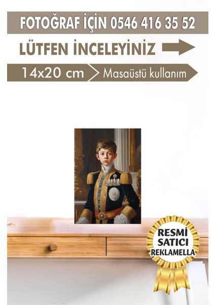 NO:120 Kişiye Özel Tasarım Erkek Çocuk Tablosu Hediyelik Kraliyet Kıyafetli Portresi