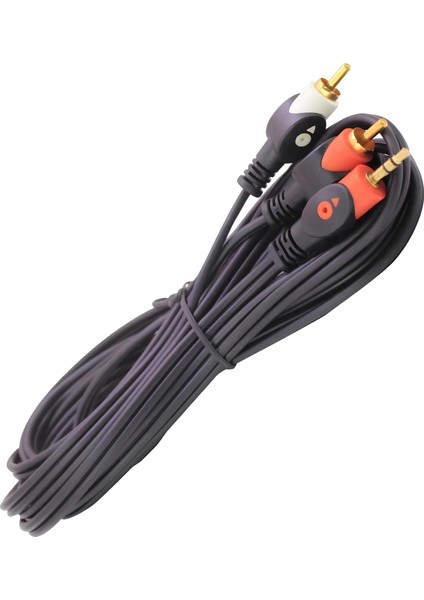 10 Metre 2 Rca Erkek - 3.5mm Aux Erkek Ses Kablosu | Tv, Amfi, Hoparlör, Müzik Seti, Uzun Kablo Bağlantısı