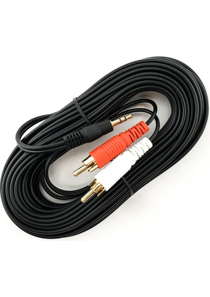 10 Metre 2 Rca Erkek - 3.5mm Aux Erkek Ses Kablosu | Tv, Amfi, Hoparlör, Müzik Seti, Uzun Kablo Bağlantısı fırsatları