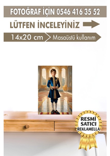 NO:121 Kişiye Özel Tasarım Erkek Çocuk Tablosu Hediyelik Kraliyet Kıyafetli Portresi