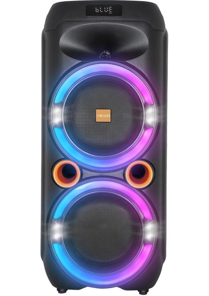 Bykalite MD-208KP 40W Işıklı 7.4V 3600MAH Siyah 1 Vhf Uv Mikrofonlu Usb/bt/tf/tws/aux 2 Mik Girişli Type-C Şarjlı Toplantı
