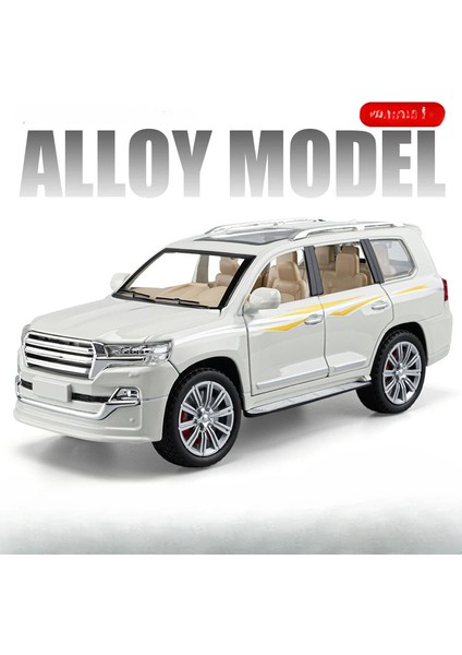 Ölçekli 1:24 Toyota Land Cruiser Araba Oyuncak Modeli Döküm Alaşım Arabalar Ses Işığı Geri Çekin 6 Kapı Açık Lastik Lastik Araç Çocuk Hediye (Yurt Dışından)