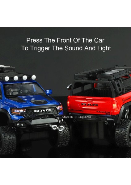 1:32 Alaşım Ram Kamyon 6x6 Hellcat Srt Model Oyuncaklar Pres Döküm Araba Kapıları Açık Ses Işığı Geri Çekin Off-Road Araç Çocuk Hediye (Yurt Dışından) fırsatları