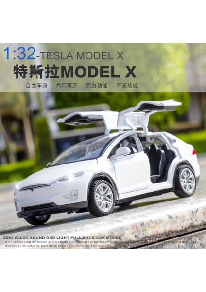 1:32 Tesla Model x Alaşım Araba Modeli Döküm Metal Oyuncak Araçlar Araba Modeli Simülasyon Ses ve Işık Koleksiyonu Hediye A311 (Yurt Dışından)