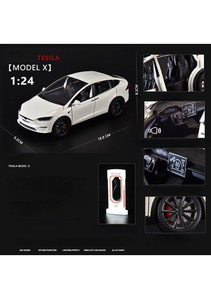 1:24 Tesla Model x Simülasyon Alaşım Araba Modeli Araç Ses ve Işık Geri Çekin Oyuncak Araba Çocuk Koleksiyonu Dekorasyon Hediye C292 (Yurt Dışından)