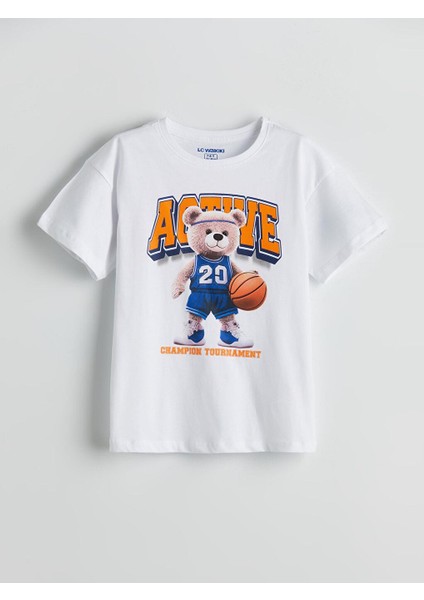 Bisiklet Yaka Ayı Teddy Baskılı Erkek Çocuk Şortlu Pijama Takımı (S5)