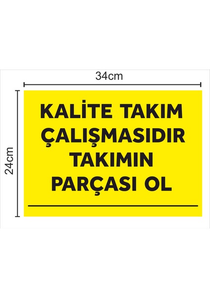 Kalite Takım Çalışmasıdır Takımın Parçası Ol - Uyarı Tabela Levhası 24X34 cm Polikarbon fiyatları