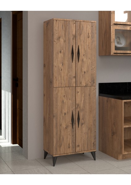 Vino Çok Amaçlı Dolap 4 Kapaklı 4 Raflı Çok Amaçlı Mutfak Dolabı Kiler Dolabı Erzak Dolabı