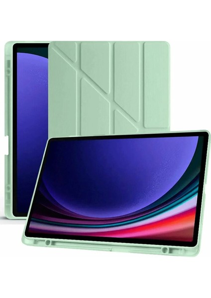Samsung Galaxy X610 Tab S9 Fe Plus 12.4 Kılıf Kalemlikli Mars Tablet Kılıfı - Açık Yeşil Yktsn