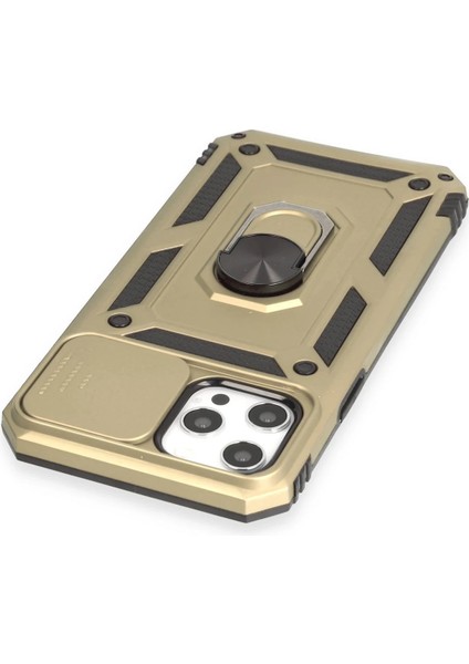 Iphone 12 Pro Max Kılıf Pars Lens Yüzüklü Silikon - Gold Nrmsa