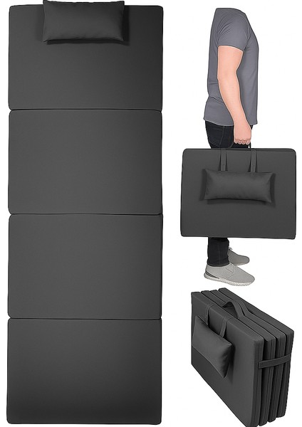 Taşınabilir Katlanır Su Geçirmez Plaj Havuz Minderi, Şezlong Minderi Kamp Yatağı Antrasit