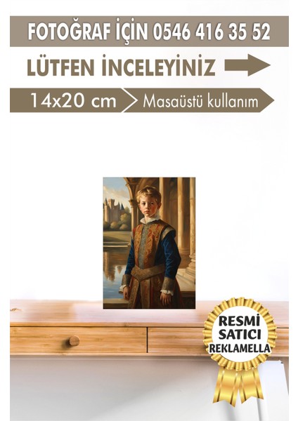 NO:122 Kişiye Özel Tasarım Erkek Çocuk Tablosu Hediyelik Kraliyet Kıyafetli Portresi