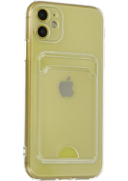 Apple iPhone 11 Kılıf Kartlıklı Şeffaf Kart Koymalı Silikon Yumuşak Kapak Kılıf- Şeffaf modelleri