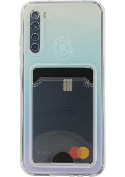 Xiaomi Redmi Note 8 Kılıf Kartlıklı Şeffaf Kart Koymalı Silikon Yumuşak Kapak Kılıf- Şeffaf