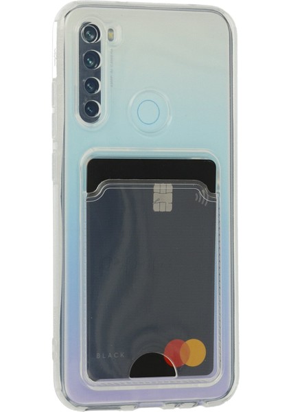 Xiaomi Redmi Note 8 Kılıf Kartlıklı Şeffaf Kart Koymalı Silikon Yumuşak Kapak Kılıf- Şeffaf