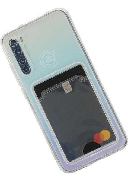 Xiaomi Redmi Note 8 Kılıf Kartlıklı Şeffaf Kart Koymalı Silikon Yumuşak Kapak Kılıf- Şeffaf