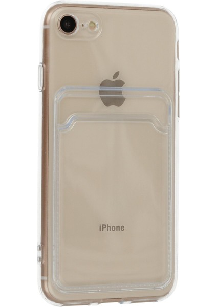 Apple iPhone 7 Kılıf Kartlıklı Şeffaf Kart Koymalı Silikon Yumuşak Kapak Kılıf- Şeffaf fiyatları