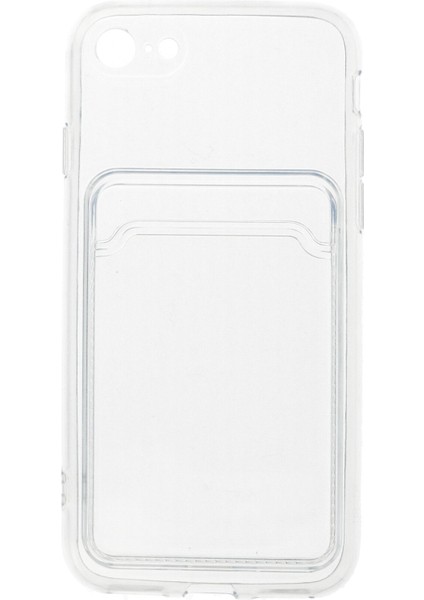 Apple iPhone 7 Kılıf Kartlıklı Şeffaf Kart Koymalı Silikon Yumuşak Kapak Kılıf- Şeffaf fırsatları