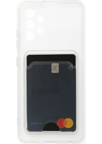 Samsung Galaxy A53 5g Kılıf Kartlıklı Şeffaf Kart Koymalı Silikon Yumuşak Kapak Kılıf- Şeffaf