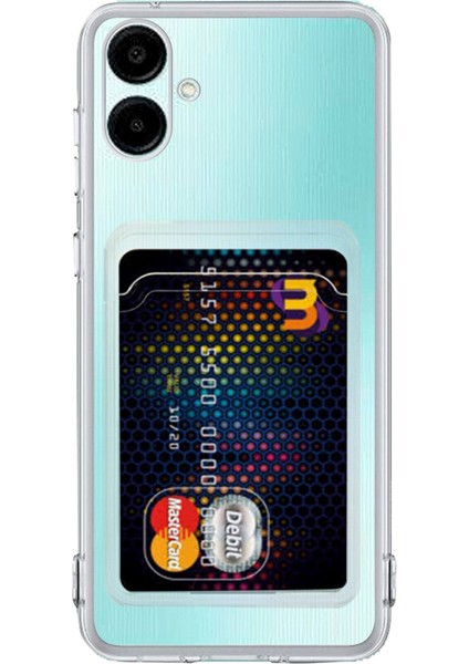 Samsung Galaxy A06 Kılıf Kartlıklı Şeffaf Kart Koymalı Silikon Yumuşak Kapak Kılıf- Şeffaf