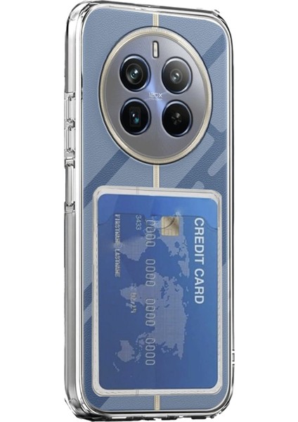 Realme 12 Pro Kılıf Kartlıklı Şeffaf Kart Koymalı Silikon Yumuşak Kapak Kılıf- Şeffaf