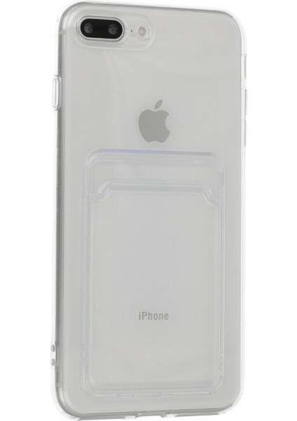 Apple iPhone 7 Plus Kılıf Kartlıklı Şeffaf Kart Koymalı Silikon Yumuşak Kapak Kılıf- Şeffaf fiyatları