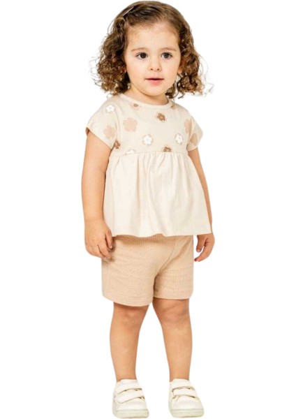 Papatyalı Şortlu Kız Bebek Takım