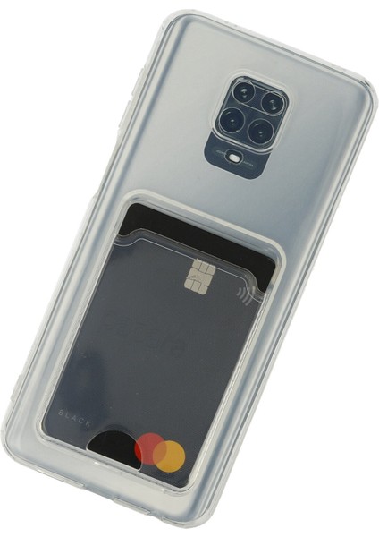 Xiaomi Redmi Note 9s Kılıf Kartlıklı Şeffaf Kart Koymalı Silikon Yumuşak Kapak Kılıf- Şeffaf modelleri
