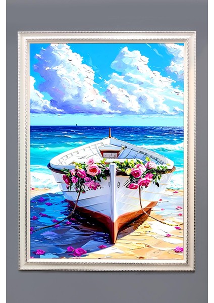 Dekoratif Modern Çiçek Desenli Çerçeveli Duvar Tablosu 50X70CM FLOWER06