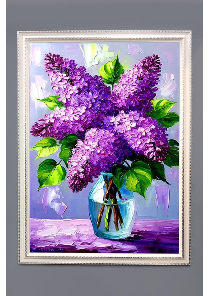 Dekoratif Modern Çiçek Desenli Çerçeveli Duvar Tablosu 50X70CM FLOWER03