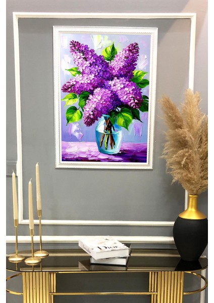 Dekoratif Modern Çiçek Desenli Çerçeveli Duvar Tablosu 50X70CM FLOWER03