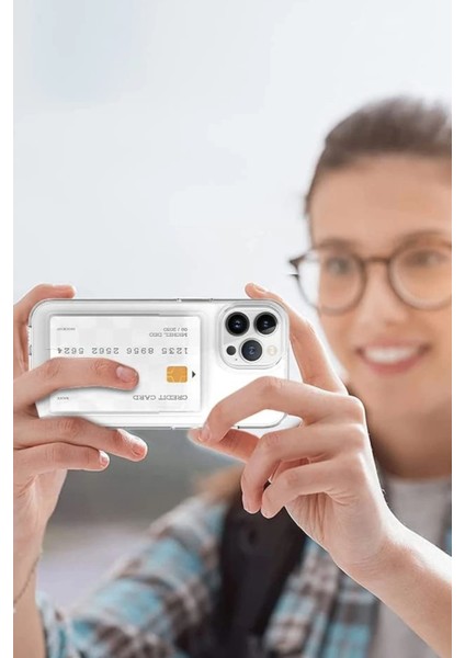 Iphone 15 Pro Kılıf Kart Şeffaf Silikon - Şeffaf Nrmsa
