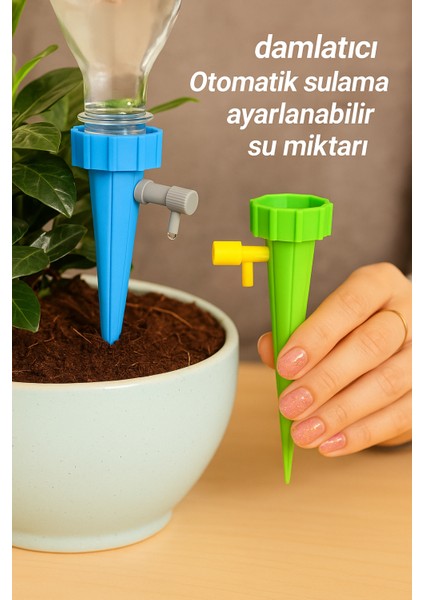 3lü Ayarlanabilir Damlama Sulama Valfi, Bitkiler Için Şişe Adaptörlü Tatil Sulama Sistemi