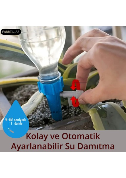 3lü Ayarlanabilir Damlama Sulama Valfi, Bitkiler Için Şişe Adaptörlü Tatil Sulama Sistemi