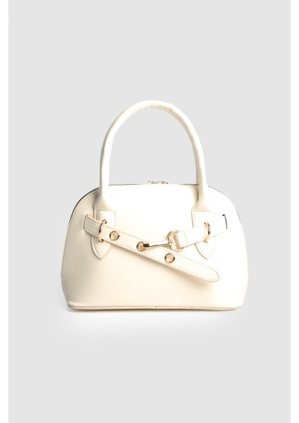 Kadın Tokyo Kemer Detaylı El ve Askılı Çanta Krem