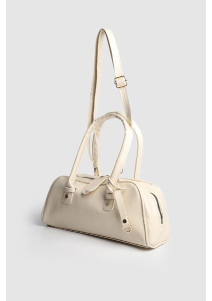 Kadın Leona Rugan Baget Çanta Kırışık Krem Rugan modelleri