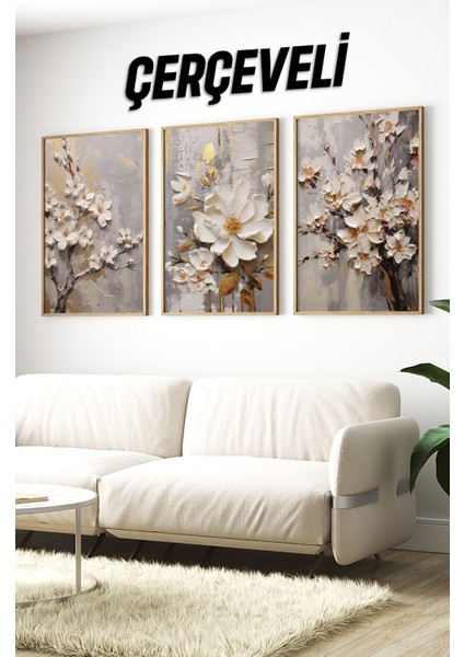 Ahşap Çerçeveli Mdf Tablo Seti Salon ve Oturma Odası Için ÇT3100