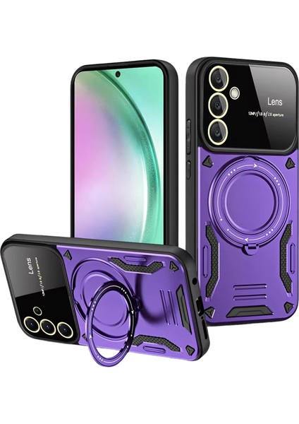 Samsung Galaxy S24 Fe Kılıf Joy Lens Standlı Kapak - Mor Nrmsa