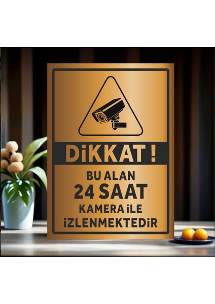 Dikkat Bu Alan 24 Saat Kamera Ile Izlenmektedir - Uyarı Tabela Levhası 24X34 cm Polikarbon