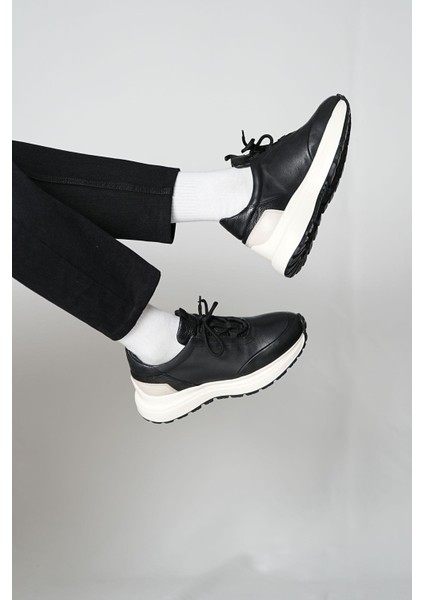 Feel Up Model Yüksek Taban Deri El Yapımı Siyah Erkek Casual Ayakkabı