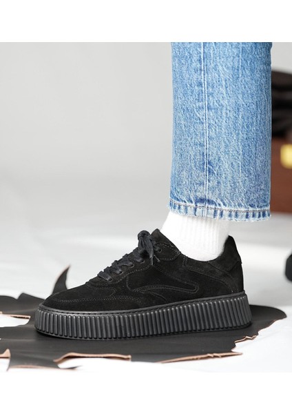 Pgup Model Deri El Yapımı Erkek Siyah Süet Sneaker Ayakkabı modelleri