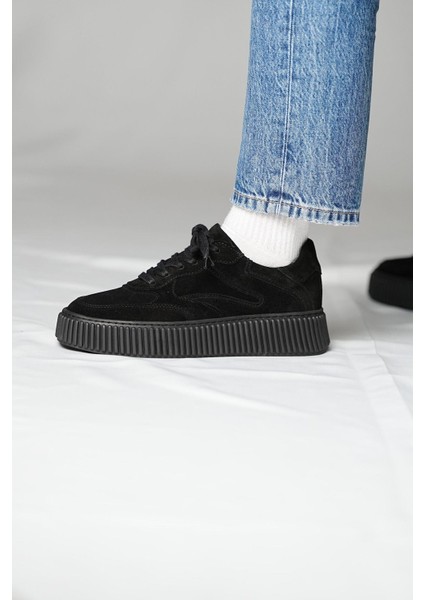 Pgup Model Deri El Yapımı Erkek Siyah Süet Sneaker Ayakkabı indirimleri