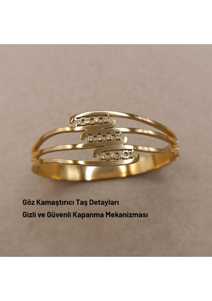 Çelik Üzerine Zirkon Taşlı Modern Kelepçe Bileklik modelleri
