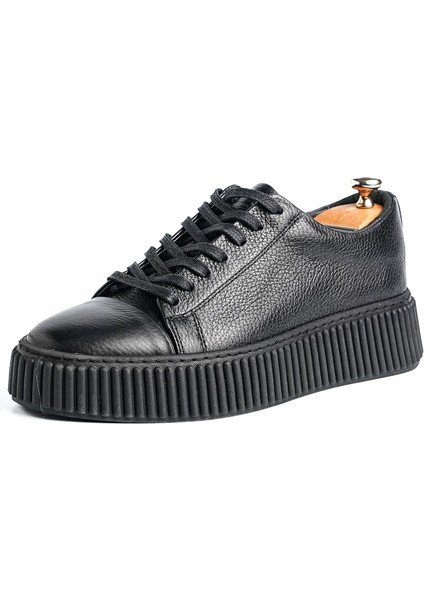 Montrax Model Gerçek Deri El Yapımı Erkek Siyah Sneakers Ayakkabı modelleri