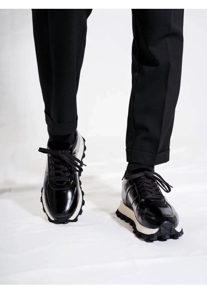 Venom Model Deri El Yapımı Erkek Siyah Sneaker Ayakkabı - Erkek Spor Ayakkabı