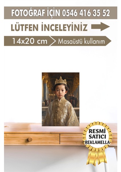 NO:125 Kişiye Özel Tasarım Erkek Çocuk Tablosu Hediyelik Kraliyet Kıyafetli Portresi