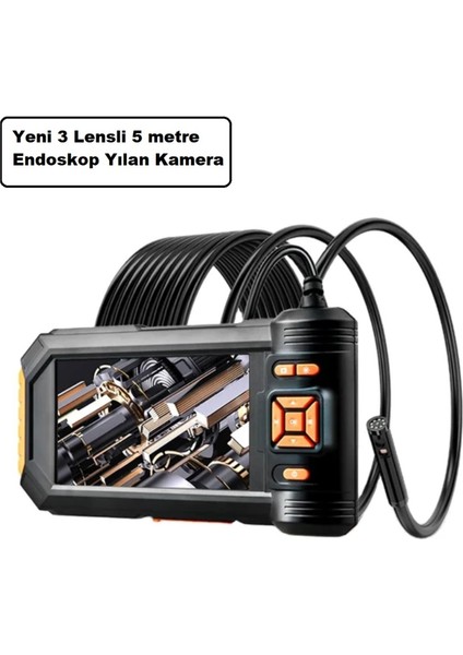 Ekranlı 3 Lensli 5 Metre Yılan Kamera